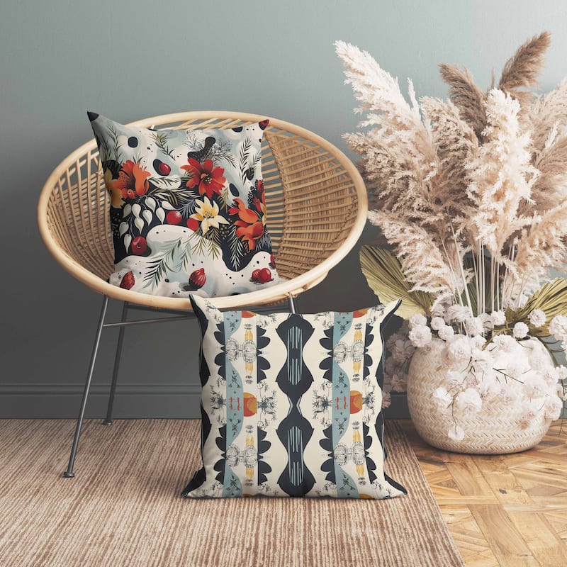 Charming Chronicles Indoor/Outdoor Reversible Throw Pillow Red and Black