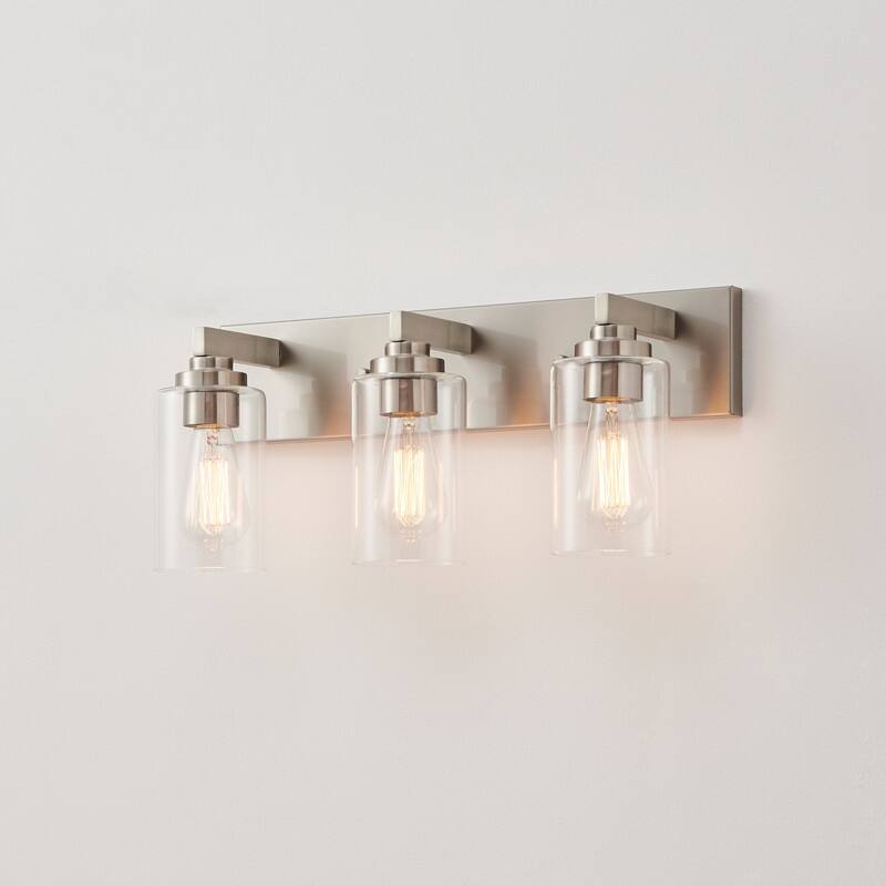 KAWOTI 3-Light Bathroom Vanity Light with Clear Glass Shade