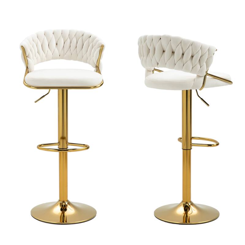 Set of 2 Bar Stool Adjustable Height with Swivel Seat