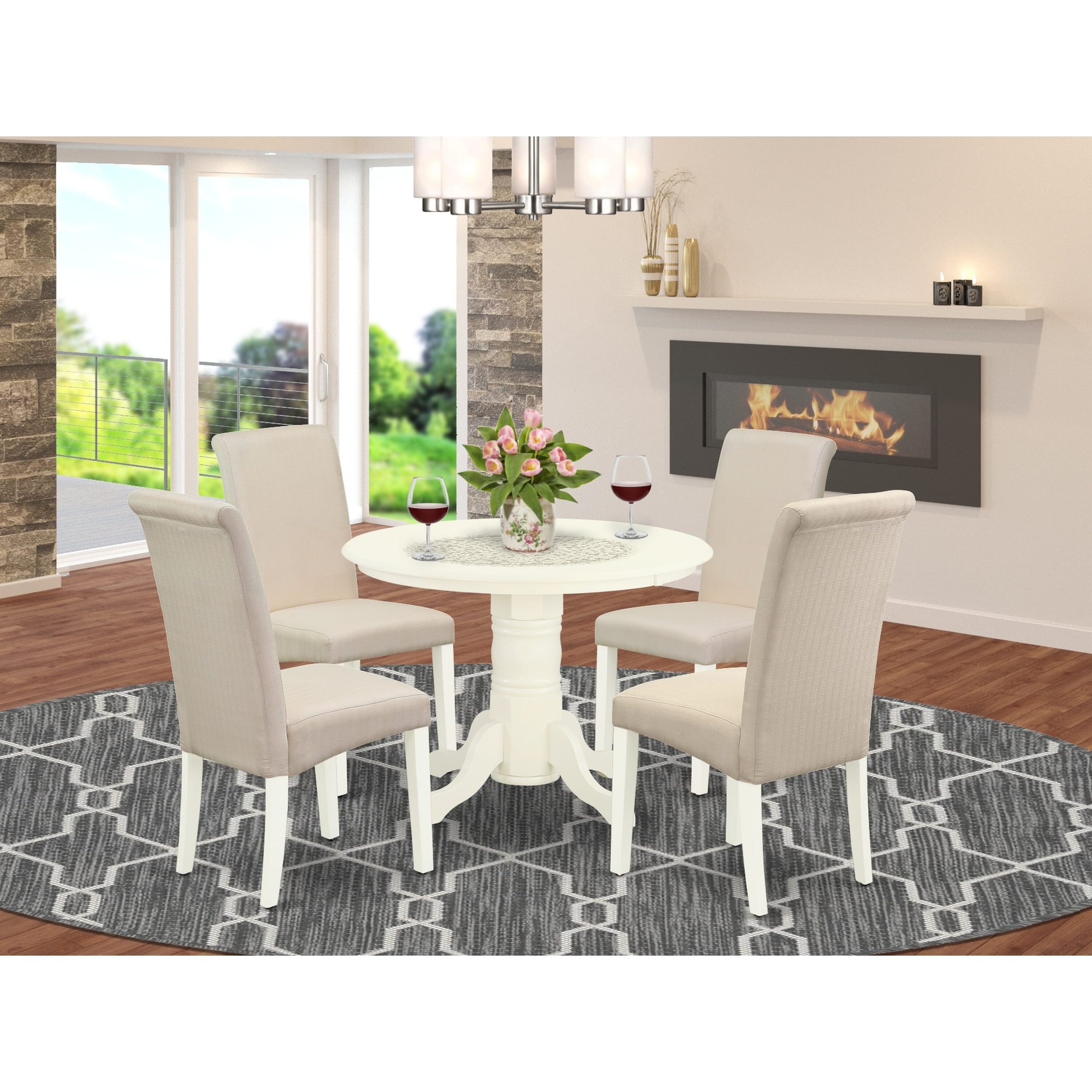 Cream round dining discount table
