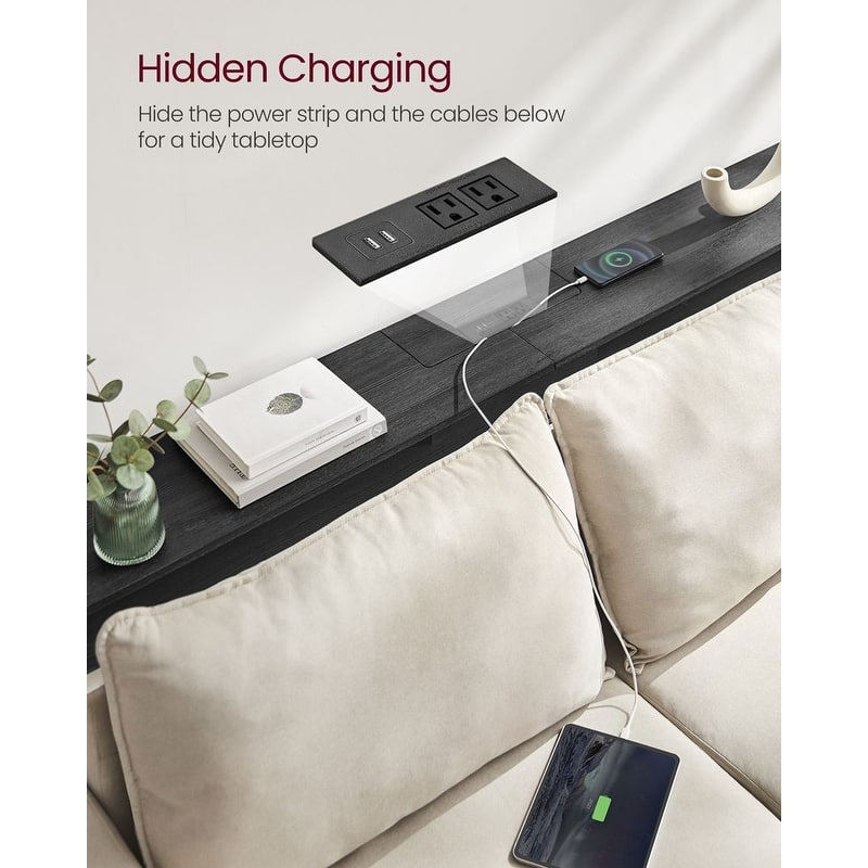Charging Console Table with Outlets and USB Narrow Entryway Table for Hallway or Living Room