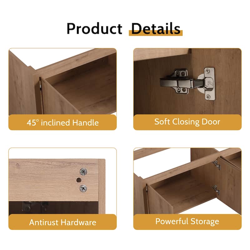 24/30/36/48/60 Inch Floating Bathroom Vanity Cabinet with Soft Close Door (Without Sink)