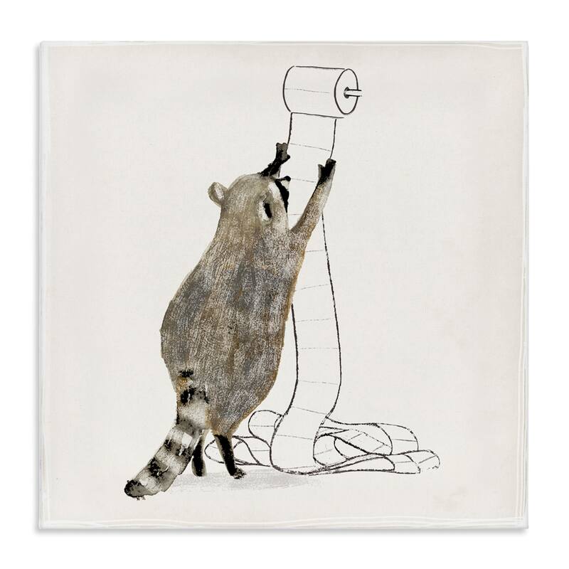 Stupell Raccoon Toilet Paper Hoarder Woodland Animal Canvas Wall Art - 24 x 24
