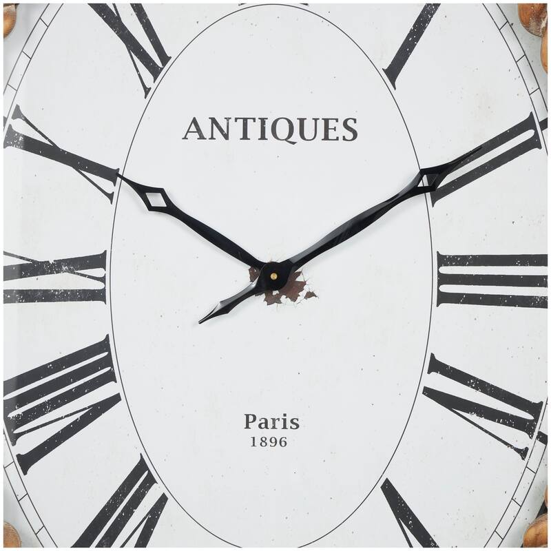 Brown Wooden Two-Toned Decorative Wall Clock with White Accents