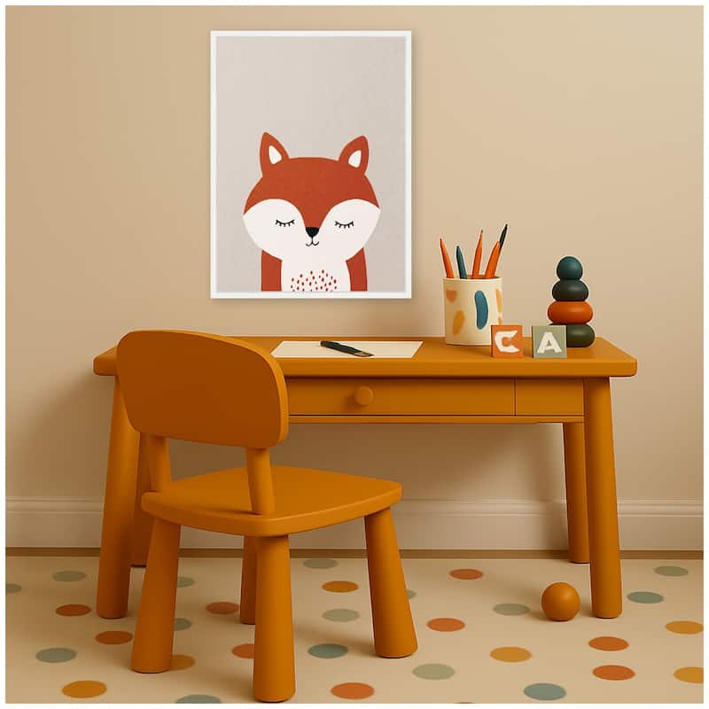 Kate and Laurel Fox by July Art Prints Framed Canvas Wall Art Print