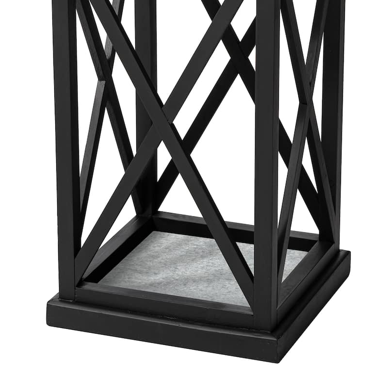 Glitzhome Set of 2 Farmhouse Wooden Lantern Hanging Candle Holders Fall Wedding Decor - 24"+17"