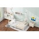 preview thumbnail 5 of 22, Metal Twin Size House Platform Bed with Triangle Structure, Contemporary Style Kids Bed Frame with Guardrail for Bedroom, White