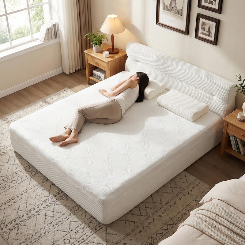 Homy Casa All in One Bed, Mattress + Frame, Cool Ice Silk Stretch Fabric, Motion Isolation, No Assembly, Full, Queen, King - Queen