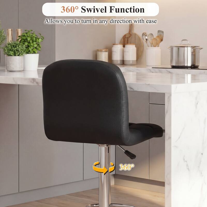 Gymax Swivel Bar Stools Set of 2 w/ Backrests Footrests & Metal Base