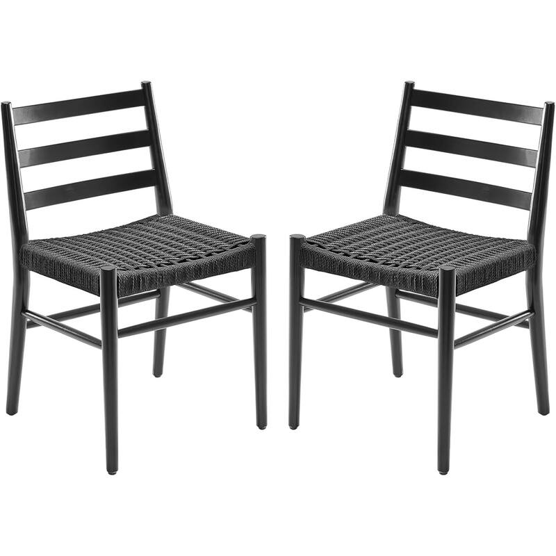 Set of 2 Mid Century Modern Dining Room Chairs - Black