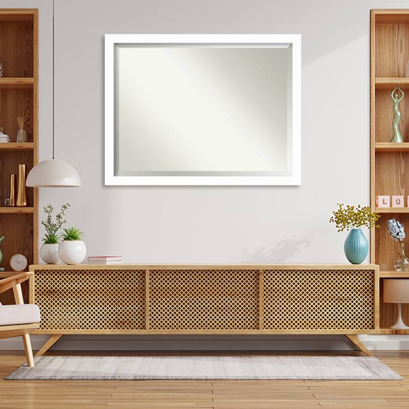 Basic Narrow Beveled Wood Framed Wall Mirror