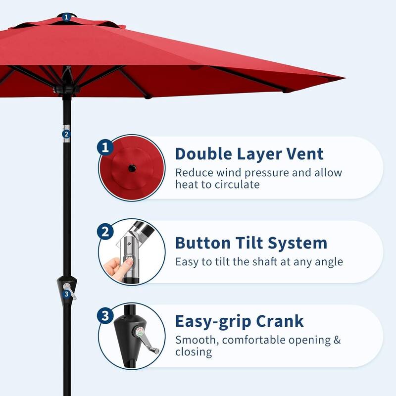 10FT Patio Umbrella with Smooth Crank Lift UV Protection Waterproof for Pool, Deck, Yard, Garden (No Base)
