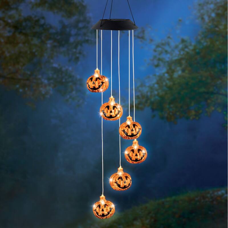 Solar Pumpkin Outdoor Garden Mobile Halloween Accent - Multi