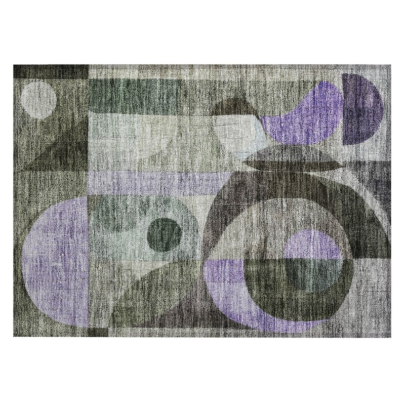 Machine Washable Indoor/ Outdoor Contemporary Geo Chantille Rug