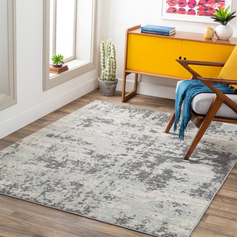 Artistic Weavers Aveza Modern Abstract Polypropylene Area Rug - 6'7" x 9' - Medium Grey