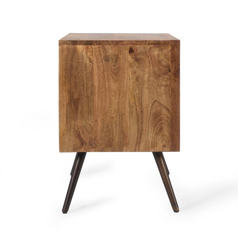 Wooden & Iron Bedside Cabinet - Stylish Storage for Bedroom/Living Room