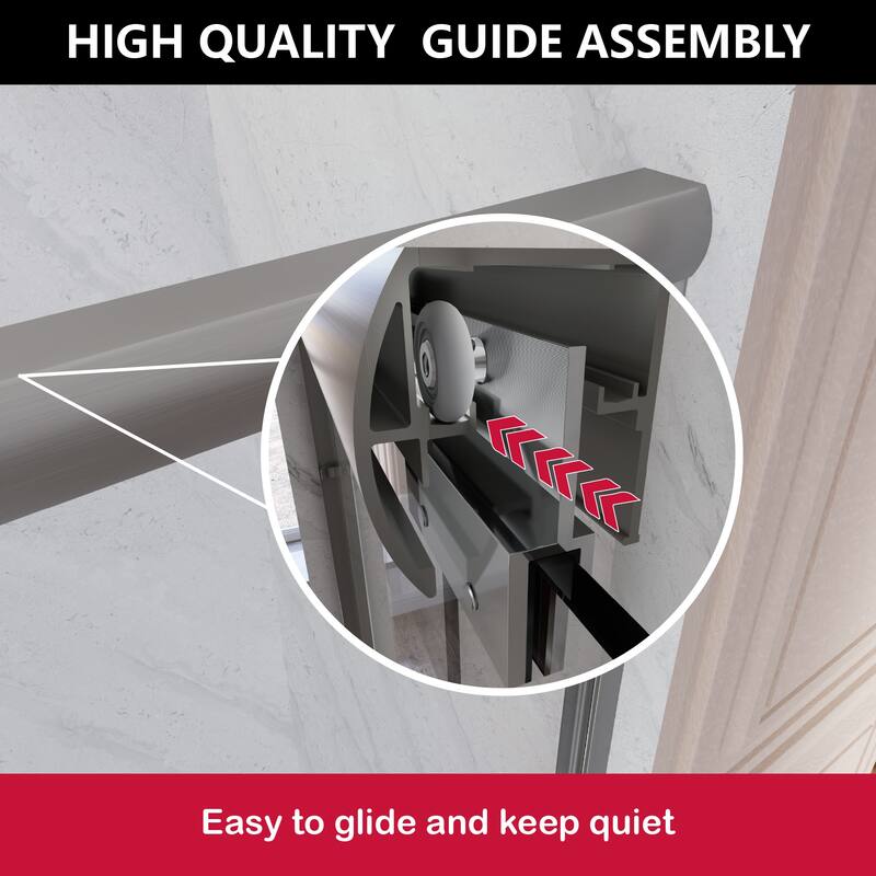 i-Homare 59'' W X 72'' H Semi-Frameless Double Sliding Shower Door with 2 Towel Bars