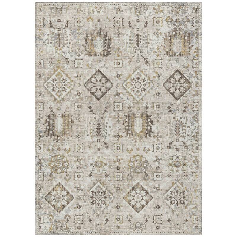 HomeRoots Floral Medallion Traditional Rectangle Outdoor Rug