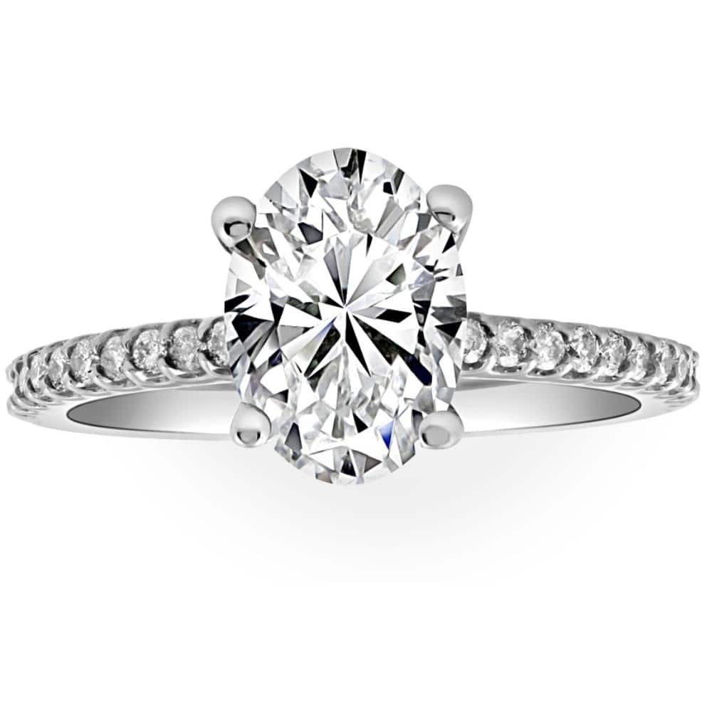 Bliss Diamond VS 2 1/2Ct Oval Lab Grown Diamond Engagement Ring in 14k White or Yellow Gold