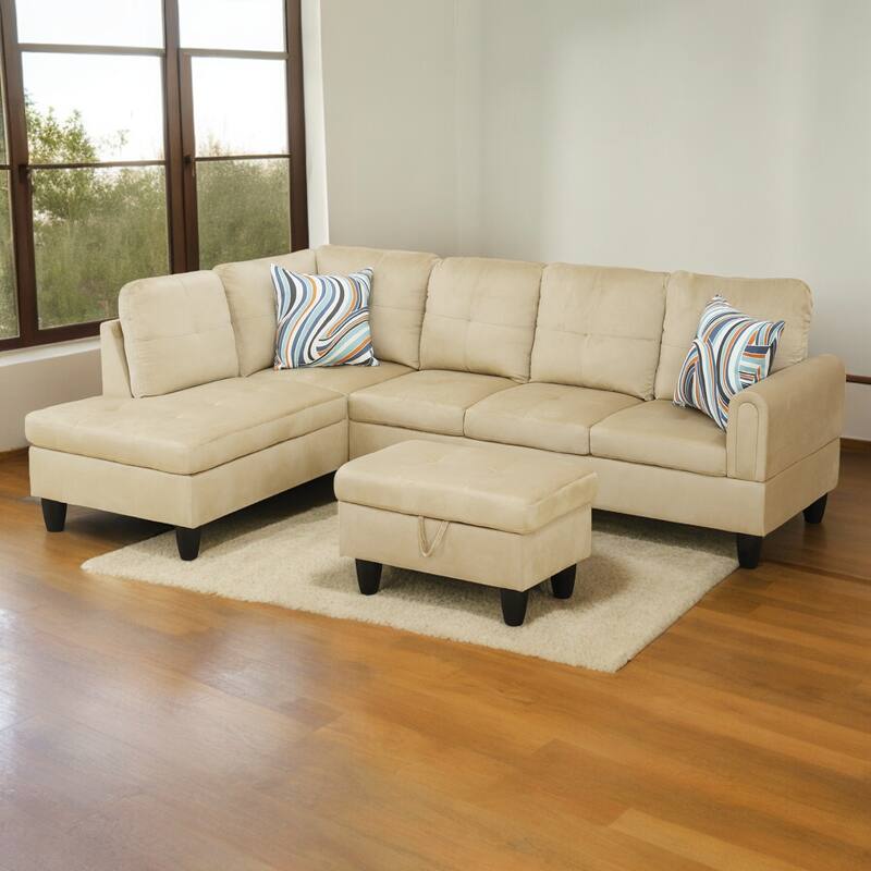 KISRAIS 97" Wide 3-Piece Upholstered Sectional Sofa Set for Small Spaces