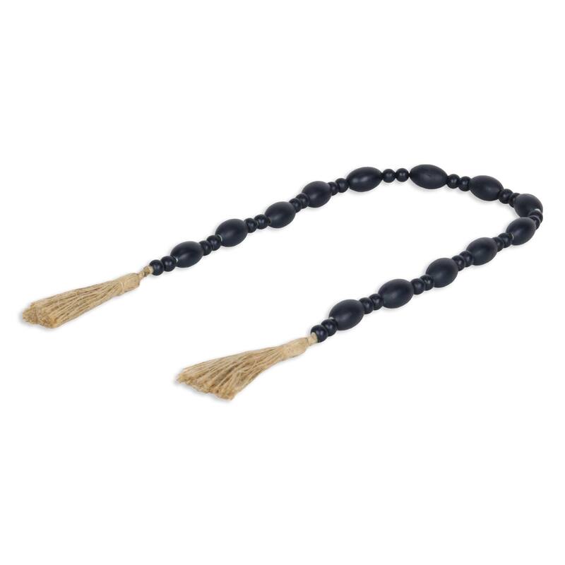 Mixed Oval and Spherical Bead Tassel Decoration Dark Blue - 36"