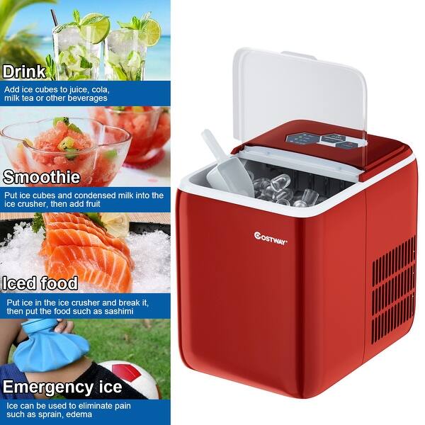 Shop Costway Portable Countertop Ice Maker Machine 44lbs 24h Self