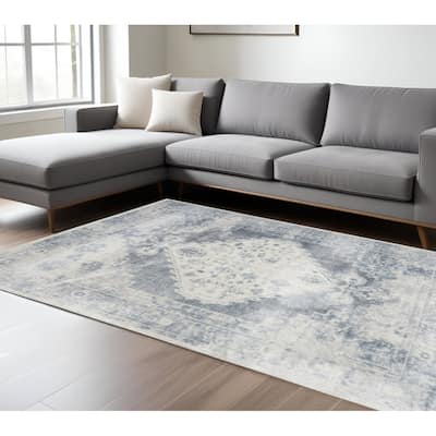 HomeRoots Floral Medallion Transitional Rectangle Area Rug - 120.00 in. x 94.00 in. x 0.25 in.