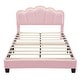 preview thumbnail 7 of 48, Twin/Full Size Upholstered Bed Frame with Flower Shaped Headboard, Elegant Platform Bed with Wooden Slats Support & LED Light
