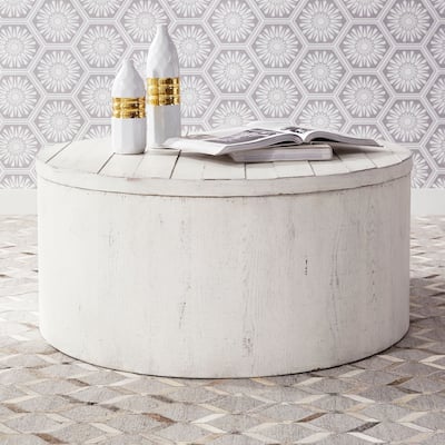 Modern Farmhouse Flea Market White Drum Cocktail Table