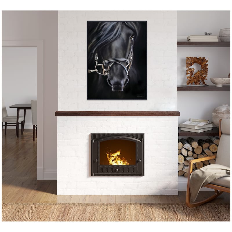 Kate and Laurel Ebony Splendor by Mary Sparrow Framed Canvas Wall Art Print