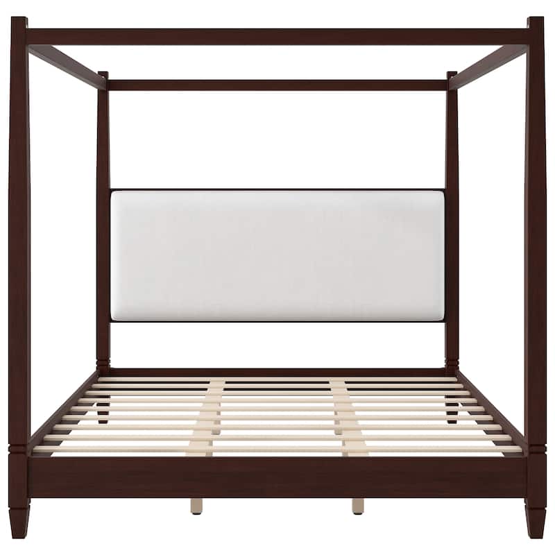 Canopy Platform Bed with Upholstered Headboard by Harper&Bright Designs