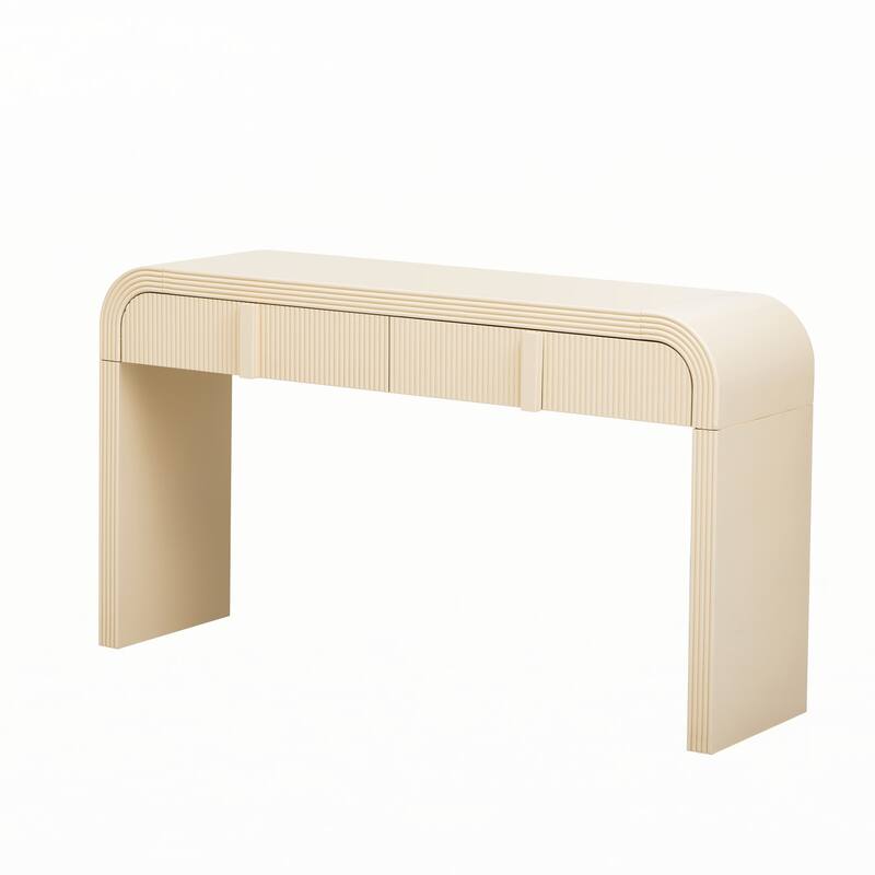 Modern Console Table with 2 Storage Drawers(Apricot Cream)