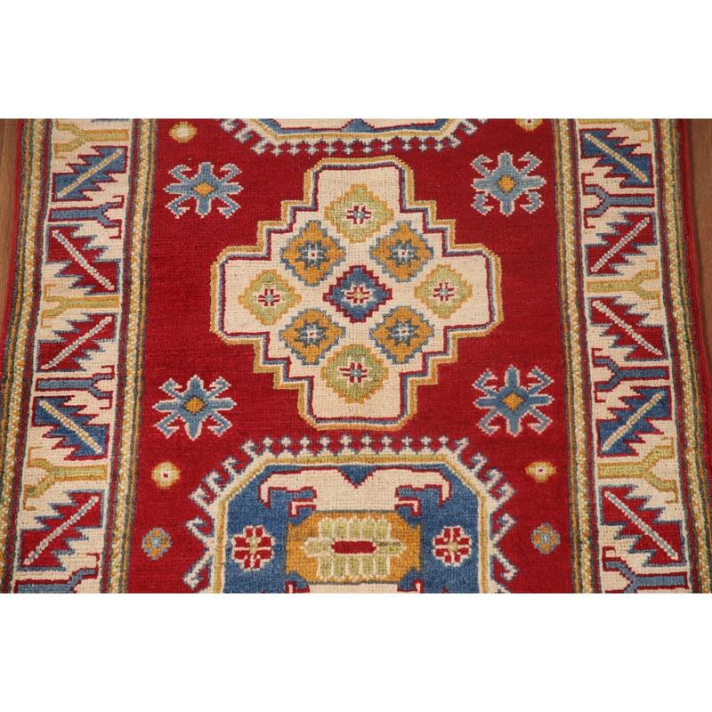 Red Kazak Accent Rug Handmade Wool Carpet - 2'9" x 4'2"