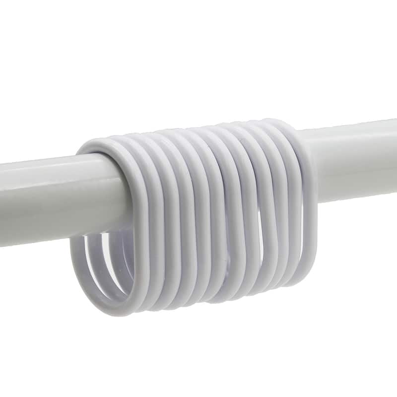 Evideco Shower Curtain Rings Plastic Hooks (Set of 12) - Solid White