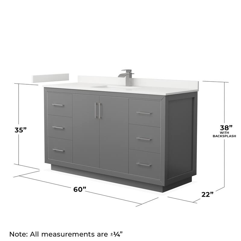 Wyndham Collection WCF111160S-QTZ-UNSM58 Icon 60" Free Standing Single