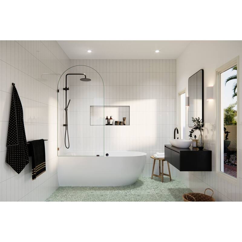 Glass Warehouse B-ARC-34 Venus 66-3/4" High x 34" Wide Shower Screen - Oil Rubbed Bronze