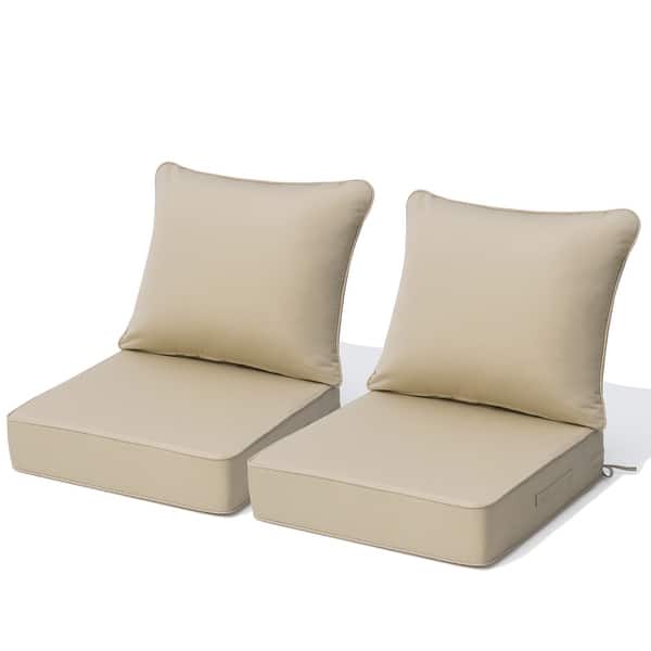 slide 2 of 8, 24"x 24" Outdoor Premium Deep Seat Sunbrella Cushion Set Chair Cushion 2PC - Canvas Antique Beige