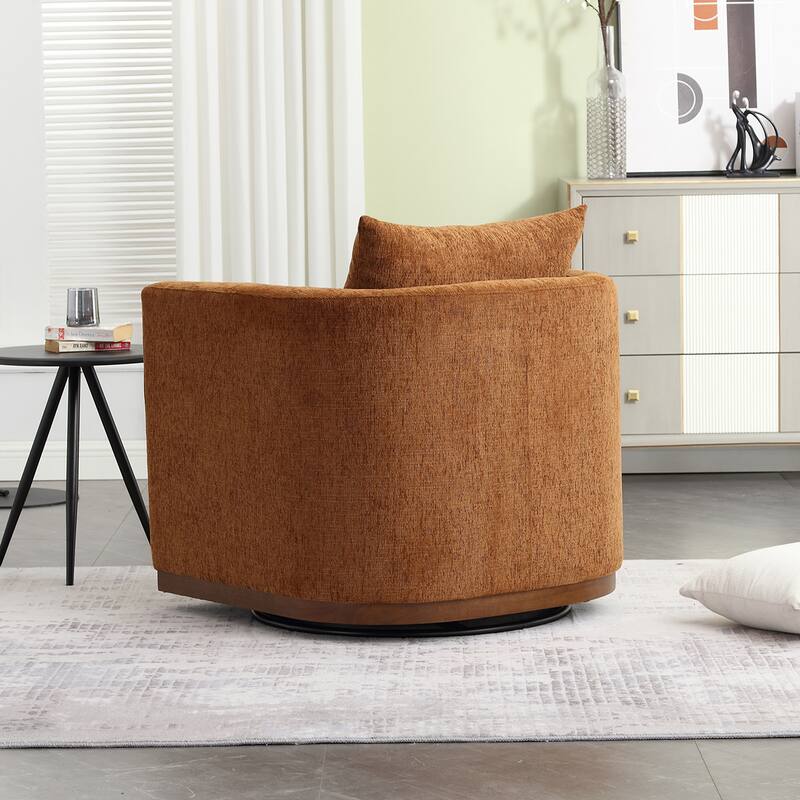 GDFStudio - Harper Chenille Swivel Barrel Chair with Sturdy Metal Base and Ergonomic Design
