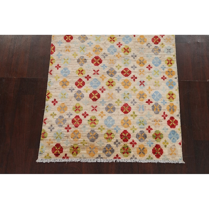 Vegetable Dye Gabbeh Kashkoli Wool Area Rug Hand-knotted Foyer Carpet - 3'2" x 4'10"