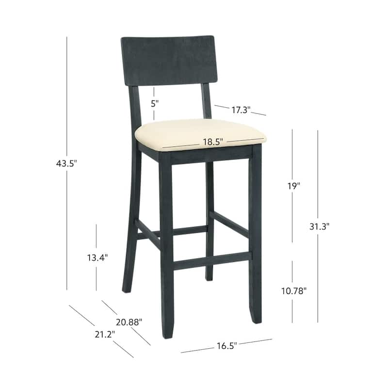 Jepson Dark Charcoal Solid Wood Barstool