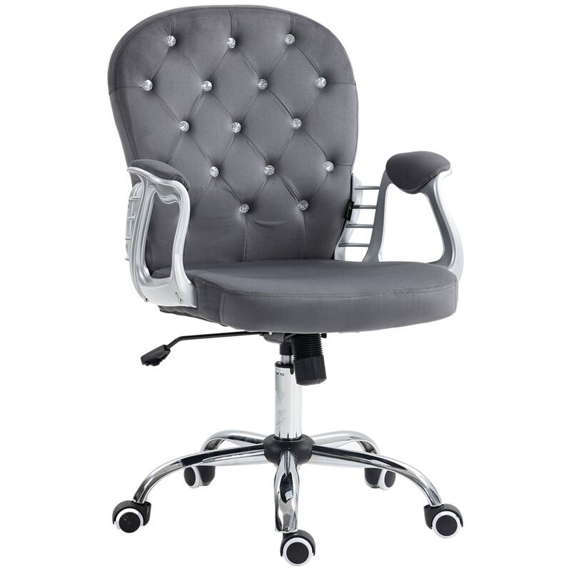 Stylish Button Tufted Upholstered Desk Chair Makeup Chair, Visitor Chair Drafting Chair with Adjustable Height
