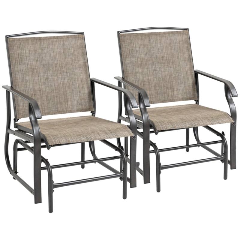 Two-Piece Outdoor Glider Chair Set with Breathable Mesh Seats and Smooth Gliding Frame - 25.5" W x 27.75" D x 36.25" H