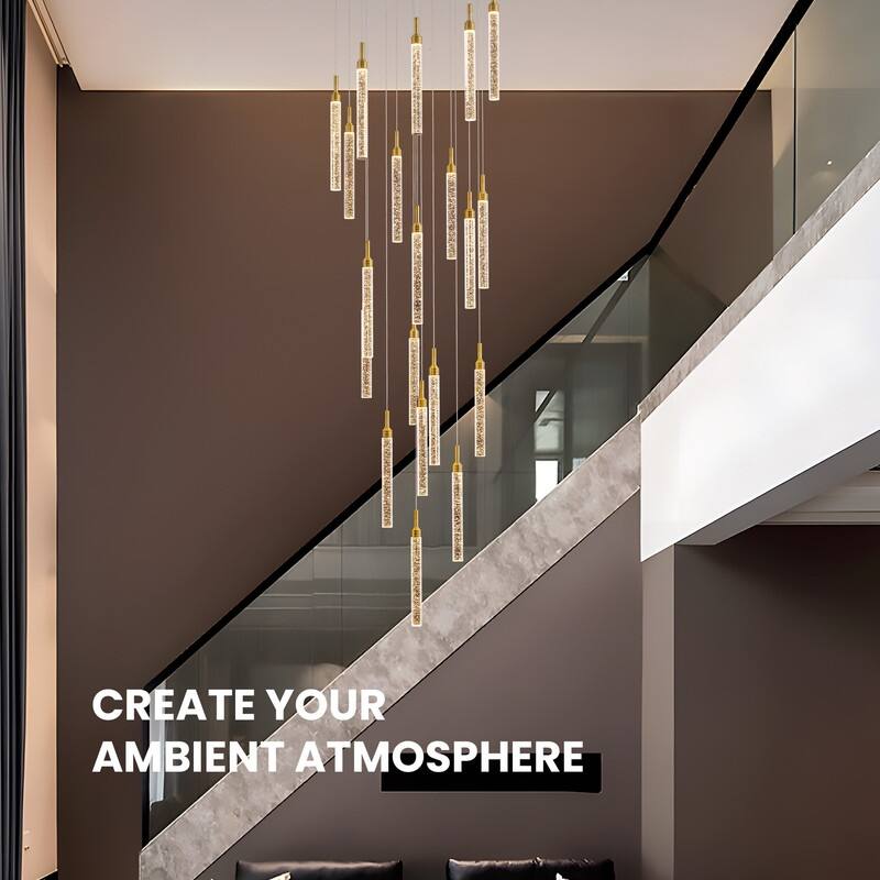 20 Lights Remote Control Dimmable LED Modern Large Hanging Pendant Light Fixture Flush Mount Chandeliers for Entryway Foyer