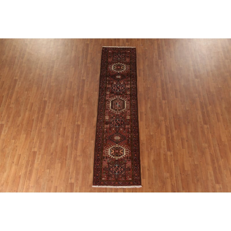 Tribal Geometric Gharajeh Persian Runner Rug Handmade Wool Carpet - 2'5" x 9'7"
