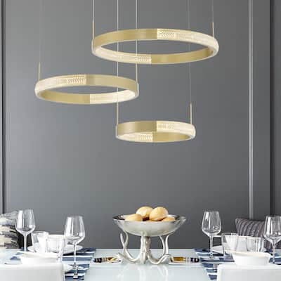 3-Light Statement Tiered LED Chandelier - 15.75'' H x 28.74'' W x 19.88'' D