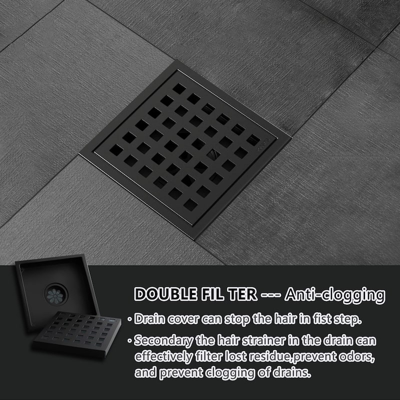 6" Square Shower Floor Drain