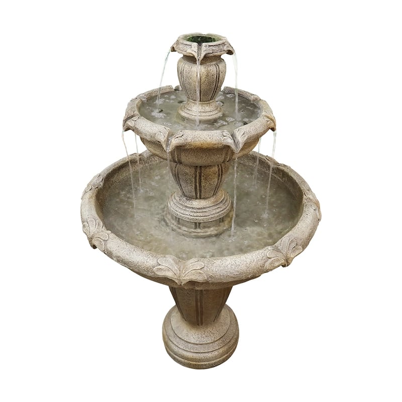 48''H 3-Tiered Modern Glass Fiber Outdoor Waterfall Fountain