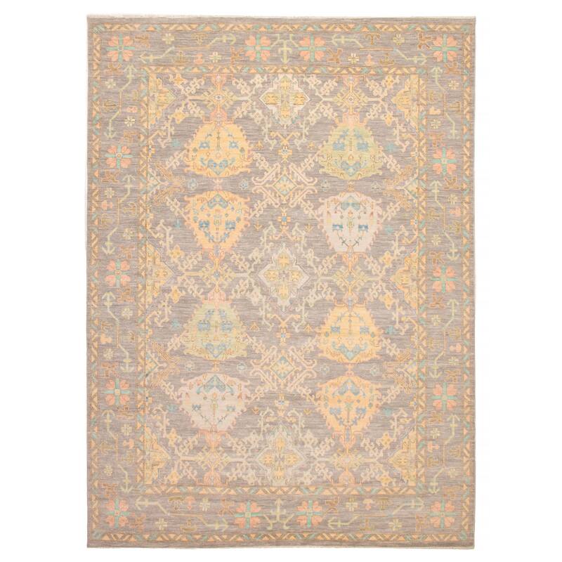 ECARPETGALLERY Hand-knotted Modern Oushak Grey Wool Rug - 10' 2" x 14' - Grey - 10' 2" x 14' - Rectangle