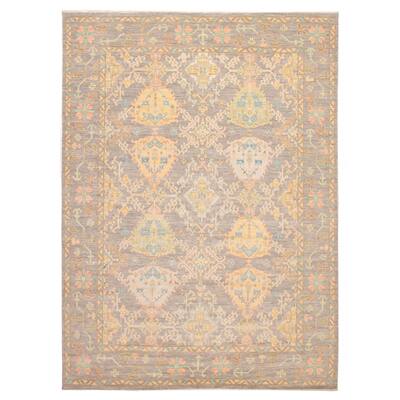 ECARPETGALLERY Hand-knotted Modern Oushak Grey Wool Rug - 10' 2" x 14'