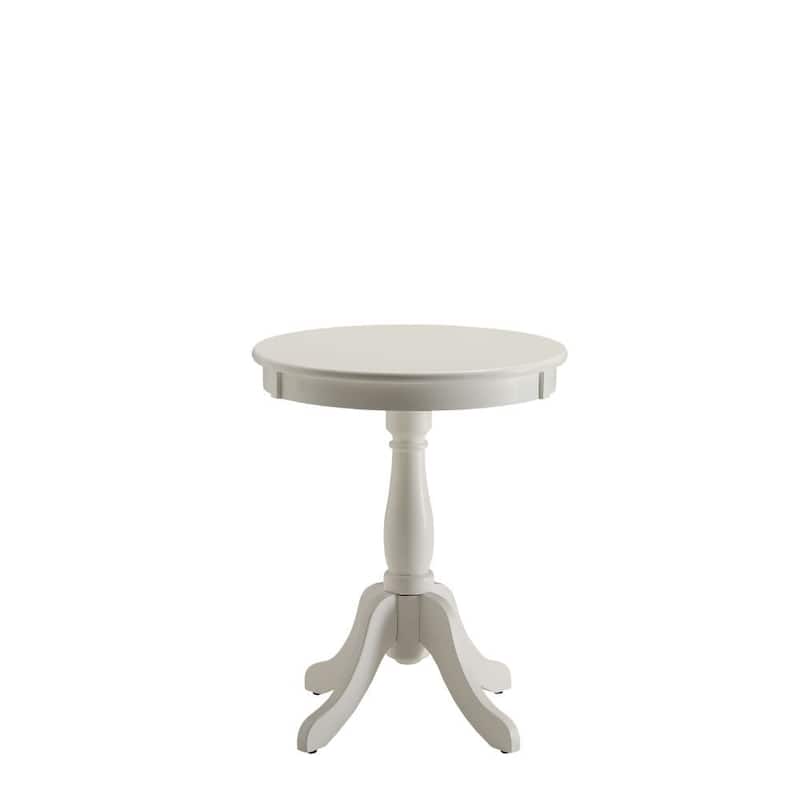 22" High Round Wooden Pedestal Side End Table with Matte Finish for Living Room or Bedroom - 18”L x 18”W x 22”H - White
